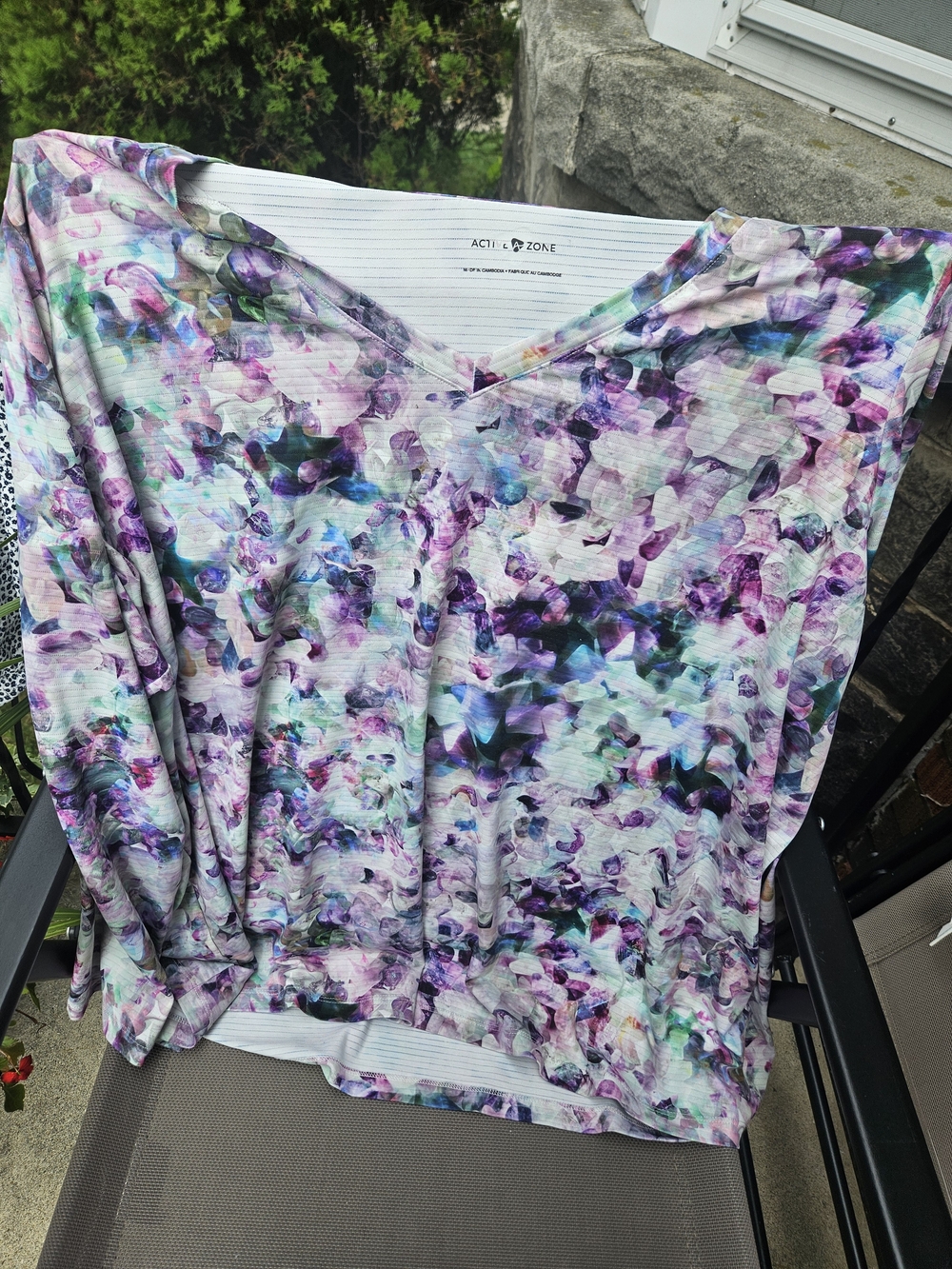 Activezone Women's Multicolor Floral-Print V-Neck Long Sleeve Top